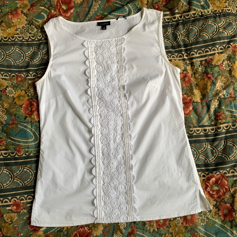 Talbots White Bohemian Tank Top Size 2